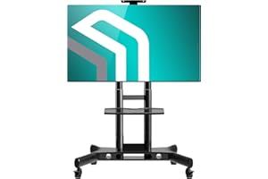 ONKRON Support TV roulettes pour 40" - 70" TV, Ecran Mobile sur Pied Jusqu’à 45,5 kg - Tele sur Pied Roulette VESA 100x100-600x400/Chariot TV à roulettes Hauteur Réglable TS1551-B Noir