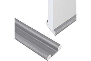 CENCERY 37in/96cm Door Draft Excluder Strip, Double Side Door Draft Stopper, Draft Excluder for Doors, Adjustable Soundproof Draught Excluder for Reduce Noise Draught Dust(Grey)