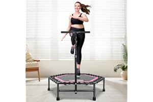 ONETWOFIT Trampoline à Rebond de 107/114cm pour Adultes, Mini Trampoline Silencieux pour Exercices en intérieur, Trampoline de Fitness avec Rebond Bungee