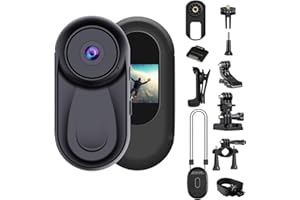 OBEST Mini Action Cam Nachtsicht 360 Action Kamera Bodycam mit 0,85 Display, 1080P Vlog POV Camera Motorrad Reiter Helmkamera, Magnetisch Sportkamera Körperkamera mit Multifunction Zubehör Schwarz