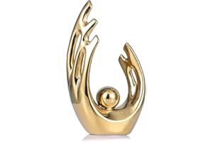 LCCCK 30,5 Cm H Oro Moderno Decorazioni per La Casa, Statua D'arte in Ceramica Oro Supporto per Tv Centrotavola Decorazione, Estetica Astratta Moderna Metà Secolo Accessori Da Scrivania Oro, Tavolo
