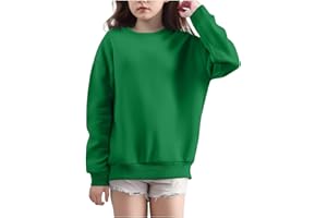 XINYUNZU Mädchen Sweatshirt Baumwolle Freizeit Pullover Rundhals Einfarbig Casual Oberteile Langarm Leichte Freizeitpullover ohne Kapuze Sweatshirts für Kinder 2-12 Jahre