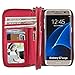Produktbild Samsung Galaxy S6 Edge Leder Hülle Flip Case Handytasche und Brieftasche mit Standfunktion Kredit Karten Fach mit Unsichtbarem Magnet, Rot