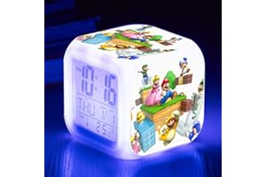 ZZTX FASHION Enfant Chambre Réveil, Chevet Réveil avec 7 Couleurs Veilleuse, Mini Music Réveil avec 8 Sons, Cadeau pour Les Filles Garçons,I