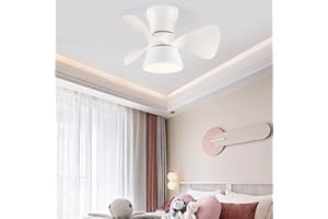 YUNZI Reversibile Lampada Ventilatore Soffitto Bambini Camera LED Dimmerabile Ventilatore Da Soffitto Con Luce E Telecomando Piccolo Silenzioso Soggiorno Ventilatore Da Soffitto Con Luce E Timer,Bianca