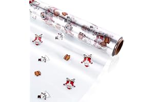 Toddmomy Papier Demballage en Cellophane Transparent Motif Père Noël EmballageCadeau 2. Papier Demballage en Cellophane de 5 Mil Dépaisseur pour Cadeaux de Noël Paniers Fleurs