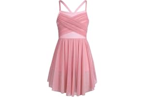 IEFIEL Vestido de Danza Ballet Contemporánea para Niña Maillot con Falda Ballet Tul con Purpurina Vestido de Gimnasia Rítmica Patinaje Disfraz de Bailarina 4-16 Años