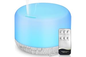 Hianjoo Diffusore di Oli Essenziali, 450 ml, umidificatore per aromaterapia ad ultrasuoni con Aroma Elettrico, Luce LED Romantica, 7 Colori, Regali di Scelta per Natale e Capodanno (Bianco)