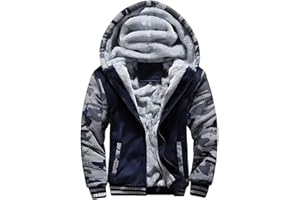 LEZUAN Felpa con Cappuccio Uomo Inverno Caldo Hoodie con Cerniera Integrale Felpe Uomo Manica Lunga Pullover Giacca di Spessore Cappotto in Pile Foderato