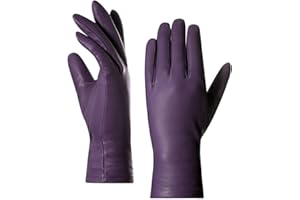 Harssidanzar Gants en cuir nappa italien pour femme, doublure cachemire finition vintage