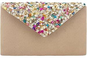 MODELISA - Bolso Clutch Cartera De Mano Piedra Cadena De Hombro Fiesta Noche Evento Boda Mujer