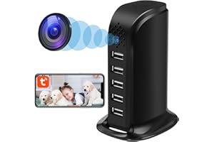 ZGSZ WiFi Cámara Oculta 5 Puertos USB Cargador Cámara HD 1080P Espía Cámara Portátil USB Cargador Mini WiFi con Soporte de Detección de Movimiento Tuya Smart App