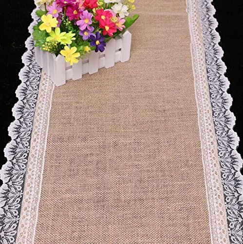 PsmGoods-Rustic-Burlap-Lace-Hessischen-Tischlufer-Natrliche-Jute-fr-Hochzeits-Festival-Ereignis-Tischdekoration-12x108-Weie-Spitze