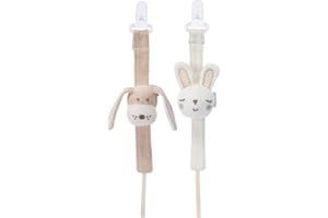 COTTONBEBE Schnullerkette Bio-Baumwolle, Schnullerband Stoff für Mädchen und Junge, Baby Schnullerketten mit Clips, Neugeboren Nuckelkette, Baby Geschenk, 2PCS