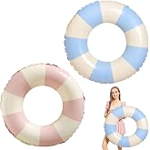 Inflatable Swimming Ring, 2pcs Swimming Float for Adults, Swimming Rings for Adults, Vintage Striped Inflatable Float, Swimmi