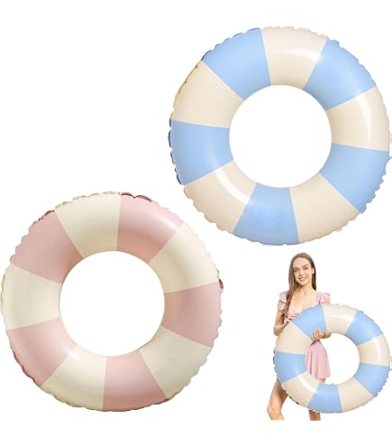 Bouée Gonflable LUMOOM – PVC Rayé – 80 Cm, 150 Kg – Été, Piscine, Plage – Détente Assurée !