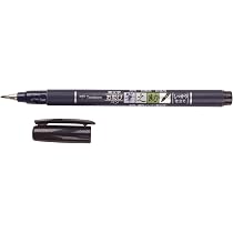 Tombow WS-TBS - Penna pennarello Fudenosuke, due punte morbide, colore: nero/grigio