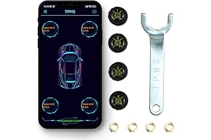 DoHome Tyre Pressure Monitoring TPMS with 4 Sensor, Wireless Real-time Temperature Pressure Smart Tire Safety Monitor for Truck RV Car