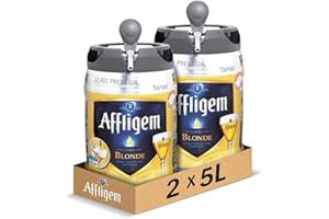 Affligem - Pack de 2 Fûts 5L - Bière Affligem Blonde 6,7° - Compatible Tireuse BeerTender, Utilisable sans Machine à Bière - Coffret Bières Pression à Domicile