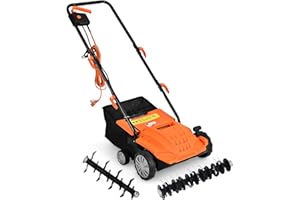 RELAX4LIFE 2 in 1 Scarificatore Elettrico, Aeratore da Prato, Cesto di Raccolta Erba da 30L/45L Sacchetto per la Raccolta dell'Erba, 1800W Estirpatore di Erbacce, Scarificatore Aeratore e Rastrello