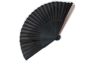 DONJIM Pequeño ventilador plegable portátil, ventilador de mano negro en seda, ventilador de mano tradicional para bodas, fotografía, espectáculos, regalo, decoración, ventilador manual plegable