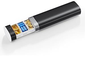 Betife Pill Box 7 Day 1 Times a Day, Daily Pill Organiser, Weekly Travel Tablet Organiser, Cute Pill Holder to Hold Vitamins, Medicines, Pills, Supplements (Black)