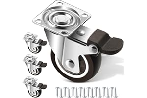 LEEPAT 4er Set Möbelrollen 50 mm, Schwerlastrollen mit 4 Bremse, Rollen für Möbel, Transportrollen mit 100kg Gesamtkapazität, 360° Drehbar Lenkrollen, Bockrollen für Tisch (Schwarz, 50mm)