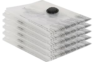 Harbour Housewares Vacuum Storage Bags - Medium (50 x 70cm) - 5x Heavy Duty Reusable Plastic Clothes Duvet Bedding Travel Moving Packing Suction Space Saver Organiser Zip Lock Luggage Bag