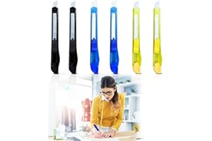LITENGO 6-Pack Utility Knives, Box Cutter Set - Retractable Box Cutter, Multi-Colour (Black, Blue, Yellow) for Home, Office, Warehouse and DIY Use - Precision Cutting Tool with Snap-Off Blade