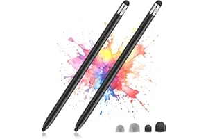 IOUALEY 2 Pack Stylus Pens for Touch Screens, High Sensitivity Precision Capacitive Stylus Pen Compatible with iPad iPhone Samsung Tablets All Universal Touchscreen Devices with 4 Rubber Tips (Black)