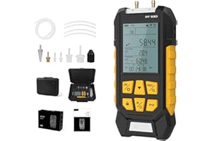 LUTIFIX PT530 Manometer Gas Pressure Tester -100 to 300Kpa Digital Dual-Port Fieldpiece Manometer HVAC 10 Units 7 Adapters, Data Locking & Storage with Magnetic Back and Backlit display