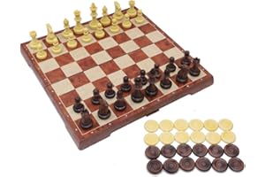 T Tocas groß Schachspiel Magnetischem Einklappbar Schachbrett Schach für Kinder, Anfänger und Erwachsene, 2 in 1 Reise Schach-Brettspiel und Wasserdichtes Schachbrett, Braun, 31cm x 31cm