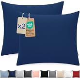 Dreamzie Pillow Case 80 x 80 cm &ndash; Set of 2 Oeko-Tex Certified Microfibre with Zip &ndash; Soft and Brushed Pillow Case &ndash; Dark Blue