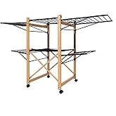 Séchoir à linge USHUAIA 28 M – étendoir pliable imitation bois grande capacité