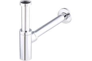 Siphon de lavabo universel en laiton chromé ecrou tournant a visser 33x42 (1'1/4) - Pour evacuation diamètre 32 mm - Installation facile - Design elegant NOYON & THIEBAULT
