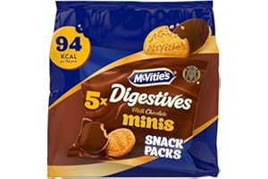 McVitie's Digestives 5 Milk Chocolate Minis Snack Packs, 95 g (Pack of 1)