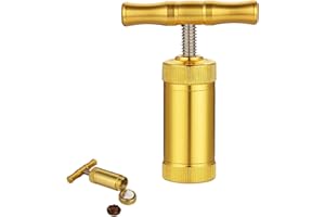 LAPANGZI T Pollen Press Tool Pollen Press Kief Heavy Duty Pollen Presser T Press Handle Tool Metal Aluminum Compressor T Shape Handle Tool for Pressing Herb, Spice, Hay Single Handle Golden