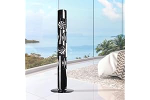 BRAST Ventilateur colonne 1m Ventilateur colonne noir laqueée brilliante avec télecom. 120 cm 4 ventilateurs 360° 6 modes de ventilation, minuteurie, télécommande, ventilateur tour,