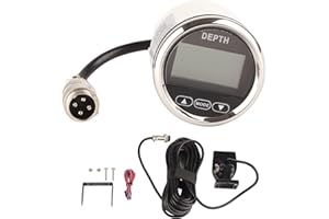 EIMSOAH Digital Boat Depth Finder, 52mm/2in Marine Depth Gauge, Depth Sounder Dash Depth Finder Transducer with White Backlight for Yachts Boats Marine