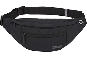 MAXTOP Marsupio grande per donna e uomo, marsupio con attacco per cuffie e 4 tasche con zip, cintura regolabile per ciclismo, corsa, jogging, viaggio, outdoor, allenamento