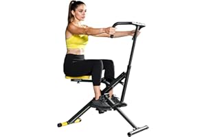 SPORTNOW Macchina Total Crunch Pieghevole con Seduta Regolabile, Macchina Total Power Body Crunch, Allenamento Fitness per Addominali, Corpo, Gambe, Braccia, Glutei, per Casa e Palestra, Giallo
