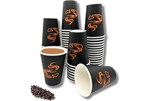 NOOGUI 150 Vasos Desechables | Vasos Cafe | 200 ml | Vasos Cafe para llevar | Resistentes al Calor | Vasos Cafe Desechables | Vasos a prueba de fugas | Reutilizables