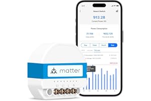 Meross Matter Smart Light Switch with Energy Monitor, Wireless Relay WiFi Switch with Matter Simple Setup(MSS), Works with Alexa/HomeKit/Google Home, Voice & Remote Control, Neutral Wire Required