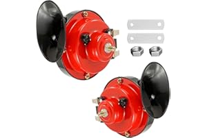 CDDCWZ Bocina de aire tipo caracol de 300 dB (2 unidades), 12 V, eléctrica, superfuerte, impermeable, universal, para coche, camión, motocicleta y barco (roja)