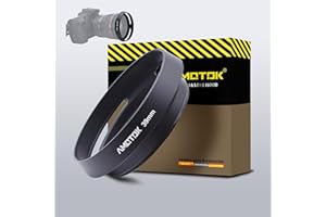 AMOTOK Parasol de lente de cámara de 39 mm compatible con todas las marcas Ø lentes con rosca de filtro de 39 mm, hecho de CNC.Parasol de lente hueca de aluminio