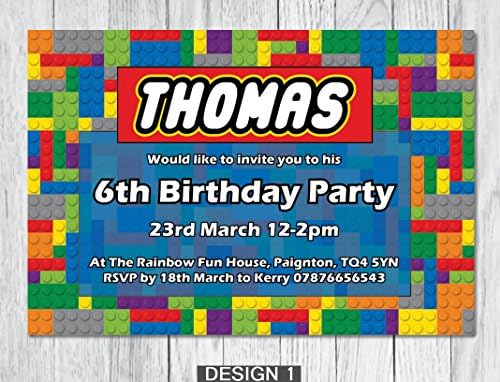 10x Personalised Children's Party Invites with Envelopes