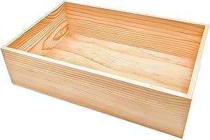 Anktily 1 Packung rechteckige Aufbewahrungsbox aus unbehandeltem Holz, 30 x 20 x 8 cm, rustikale Aufbewahrungsbox aus Naturholz für Zuhause, Büro und Dekor
