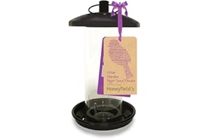 HONEYFIELD'S Honeyfields 71485197 Hanging Wild Bird Nyjer Feeder, Urban Garden Design in Black Metal. Niger seed. Wild bird food feeder, 20.0 cm*11.2 cm*11.2 cm