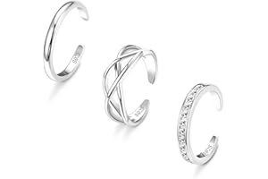 Adramata 3 Stücke 925 Sterling Silber Zehenringe für Damen Mädchen Verstellbare Finger Knöchel Ringe Set Offene Daumenringe Strand Sommer Gold Silber Zehenringe