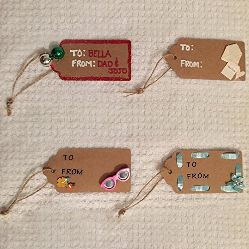 100Stk. Kraftpapier Etiketten Tags 5CM *10CM Geschenkanhänger Anhänger Etiketten mit Jute-Schnur 30 Meter (Braun) - 7